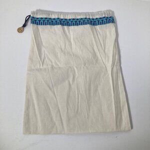 Tory Burch Shoe Dust Bag Drawstring 12 x 15" Cream‎ Blue